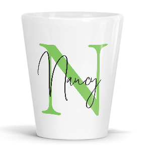 personalised alphabet n is for latte mug