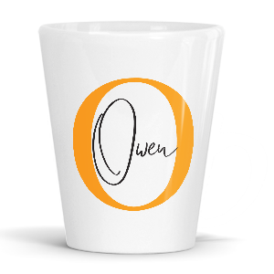personalised alphabet o is for latte mug