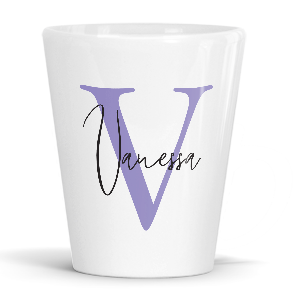 personalised alphabet v is for latte mug