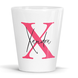 personalised alphabet x is for latte mug