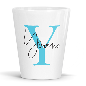 personalised alphabet y is for latte mug