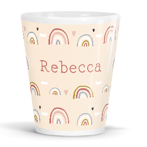 personalised rainbows and hearts latte mug
