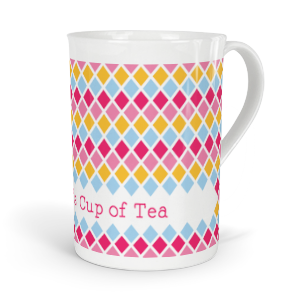 personalised diamond pattern fine bone china mug