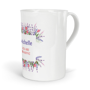 personalised wildflowers and lavender fine bone china mug