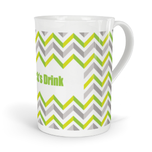personalised green and grey chevron fine bone china mug