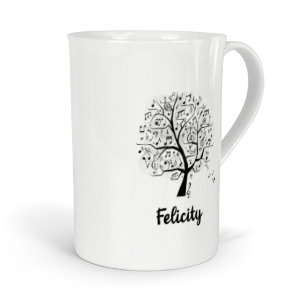 personalised musical notes tree fine bone china mug