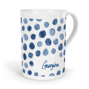 personalised indigo circles fine bone china mug