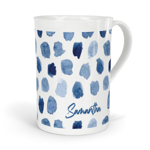 personalised indigo splats fine bone china mug