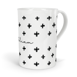 personalised inky doodle crosses fine bone china mug
