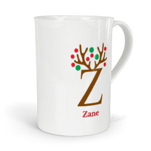 personalised antler baubles letter Z fine bone china mug