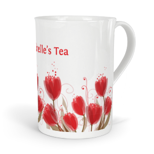 personalised red tulips fine bone china mug