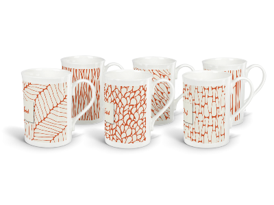 personalised natural patterns fine bone china mugs (set of 6)