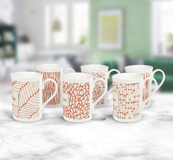 Personalised Natural Patterns Fine Bone China Mug Set Personalise Online With Fast Dispatch Putty Print