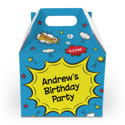 blue comic boom party boxes