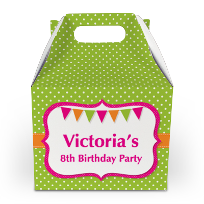 dots and bunting party boxes