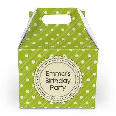 green polka dot party boxes