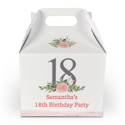 18th pink flower party boxes