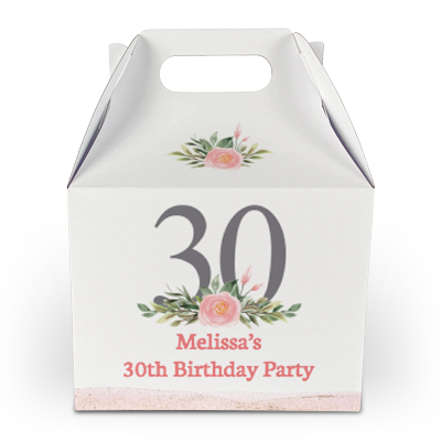 30th pink flower party boxes