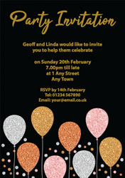glitter balloons party invitations
