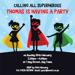 silhouette superhero party invitations