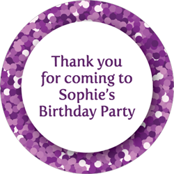 purple sparkles party stickers