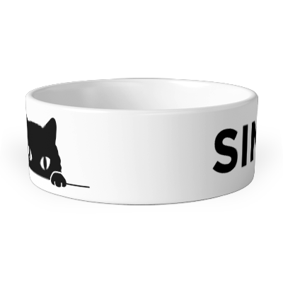 personalised peeking cat pet bowl