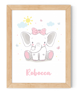 personalised baby elephant framed wall art