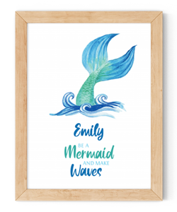 personalised be a mermaid framed wall art