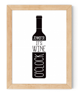 personalised it's wine o'clock framed wall art