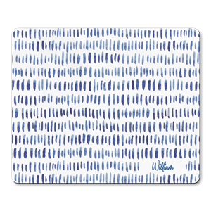 personalised indigo dashes placemats