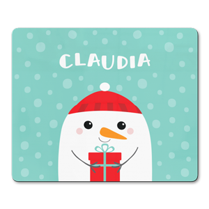 personalised snowman with present placemats