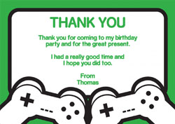green gaming thank you cards