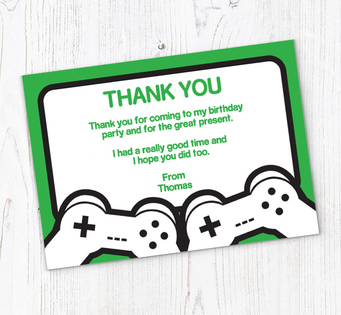 green gaming thank you cards
