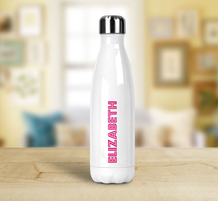 personalised name in lights insulated water bottle