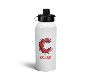 personalised letter c doodle sports water bottle