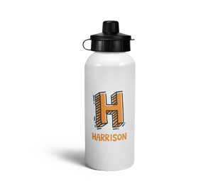 personalised letter h doodle sports water bottle
