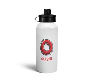 personalised letter o doodle sports water bottle