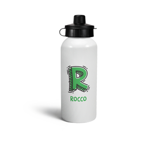 personalised letter r doodle sports water bottle