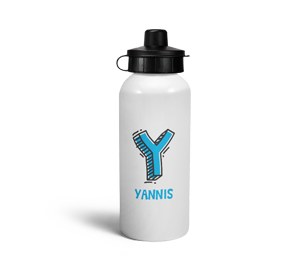 personalised letter y doodle sports water bottle