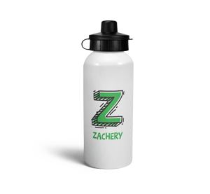 personalised letter z doodle sports water bottle