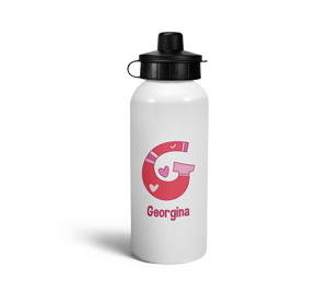 personalised hearts letter g sports water bottle