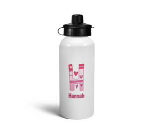 personalised hearts letter h sports water bottle