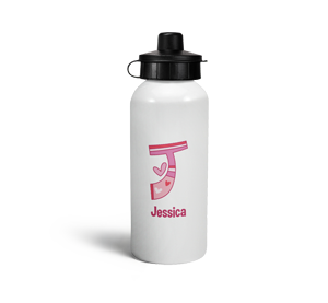 personalised hearts letter j sports water bottle