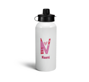 personalised hearts letter n sports water bottle