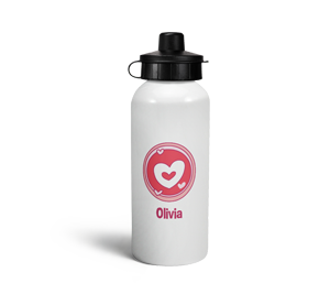 personalised hearts letter o sports water bottle