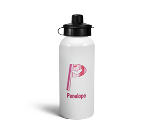 personalised hearts letter p sports water bottle