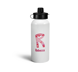 personalised hearts letter r sports water bottle
