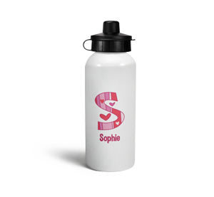 personalised hearts letter s sports water bottle
