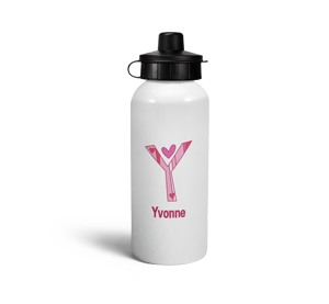 personalised hearts letter y sports water bottle