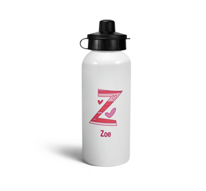 personalised hearts letter z sports water bottle